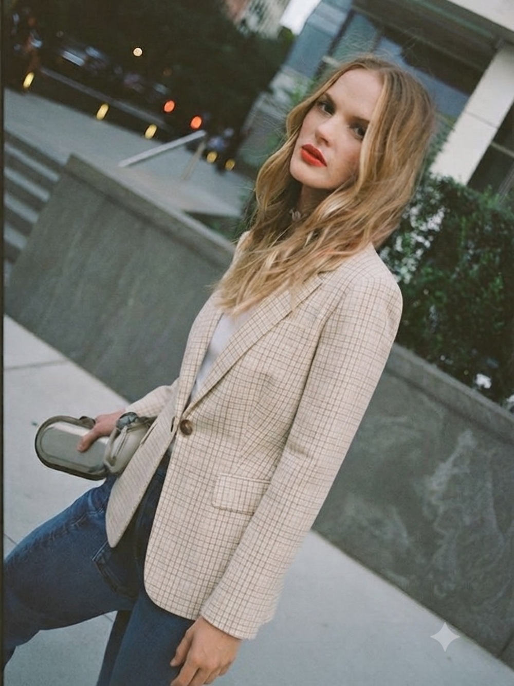 New Banana Republic Long and Lean Pink Bree Plaid Blazer. 